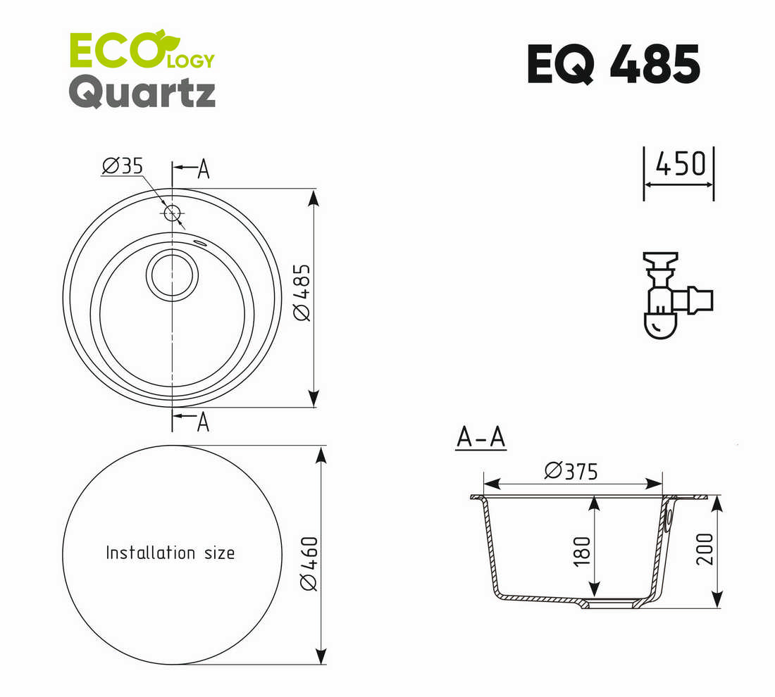 Кухонная мойка Ecology Quartz EQ-485