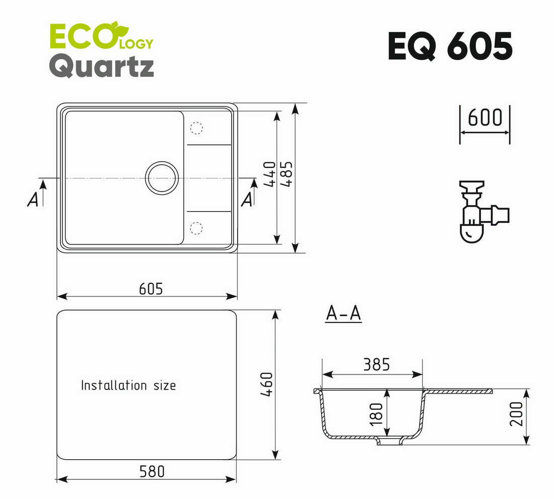 Кухонная мойка Ecology Quartz EQ-605
