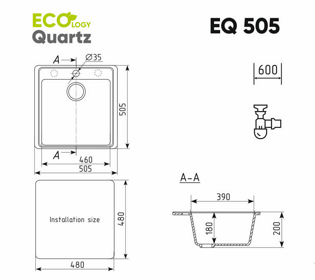 Кухонная мойка Ecology Quartz EQ-505