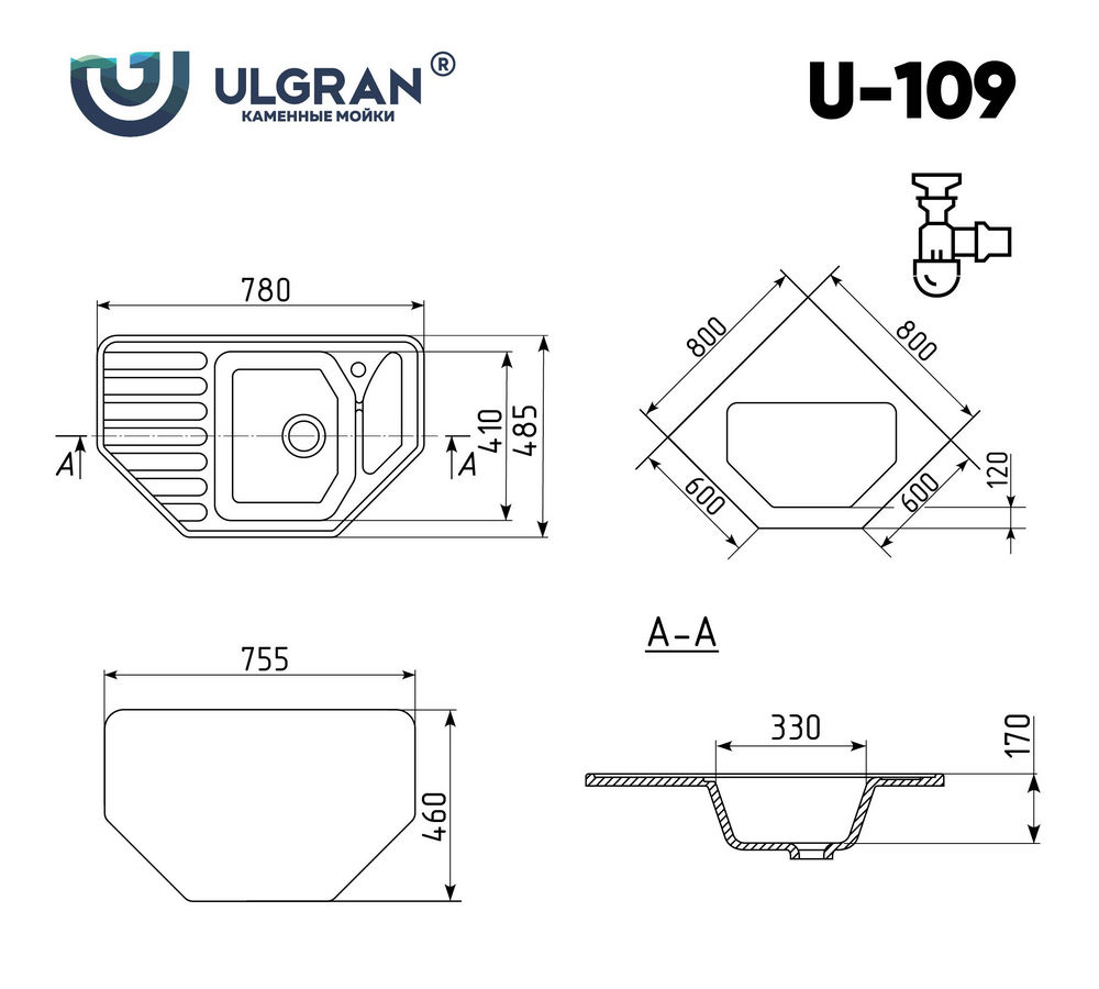 Кухонная мойка ULGRAN U-109