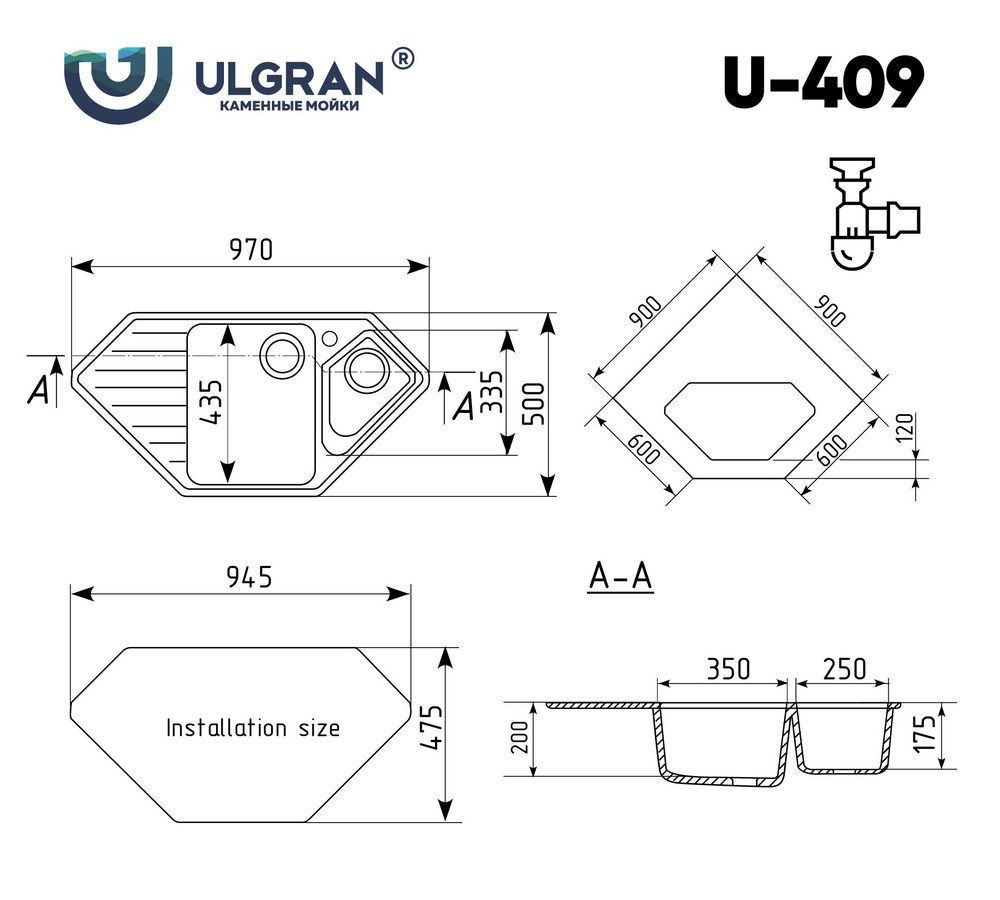 Кухонная мойка ULGRAN U-409