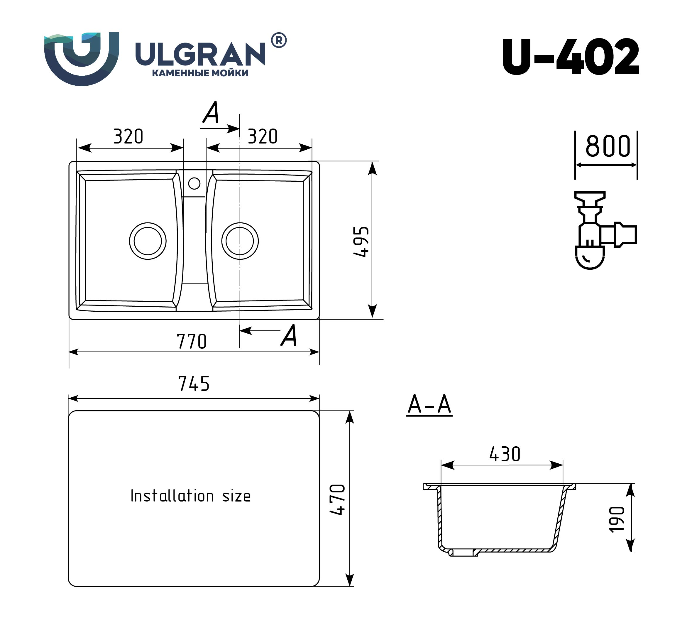 Кухонная мойка ULGRAN U-402