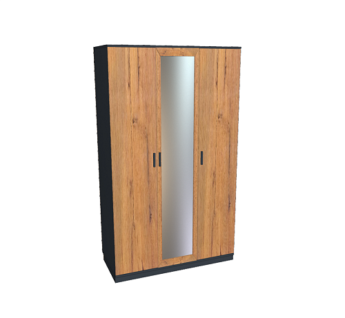 Шкаф трёхстворчатый с 1 штангой и зеркалом 1260 