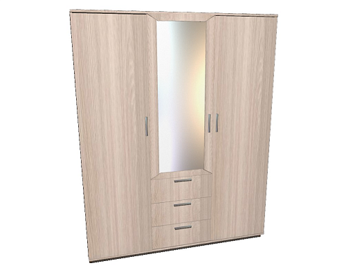 Шкаф трехстворчатый с тремя ящиками и зеркалом 1716 