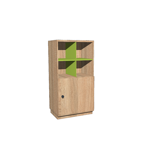 Тумба многофункциональная с сотами и дверью Дуб Сонома/Лайм 