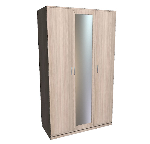 Шкаф трёхстворчатый с двумя штангами и зеркалом 1716 