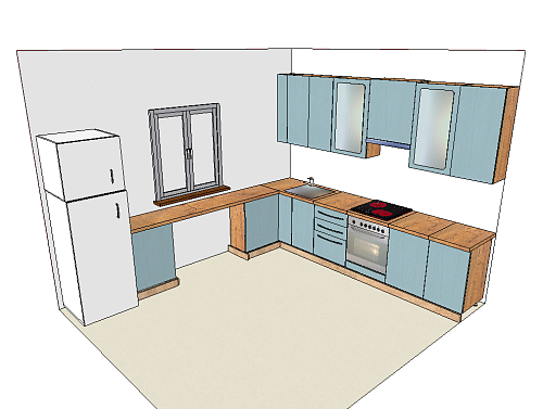 Кухня Роял Вуд Голубой (цена указана за погонный метр) 