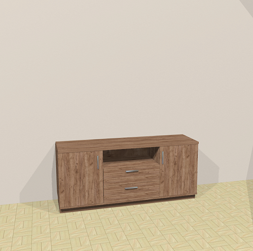 Тумба для ТВ с двумя дверями, двумя ящиками и нишей Крафт 