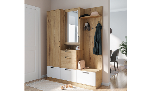 Прихожая многофункциональная Элит Бунратти/Белый гл. 