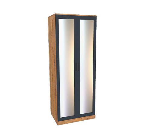 Шкаф двустворчатый с перегородкой и зеркалом 