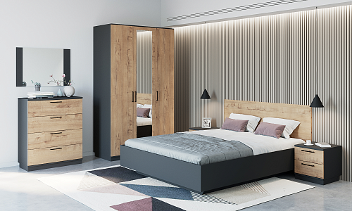 Спальня Серый тёмный/Бунратти 