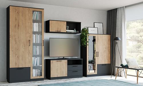 Гостиная Серый тёмный/Бунратти 