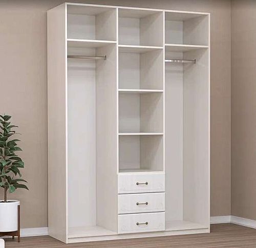 Шкаф трехстворчатый с тремя ящиками и зеркалом 1716 