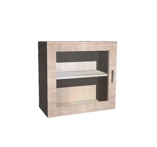 Полка-квадрат с одной стеклянной дверью и полками Шимо Св. 