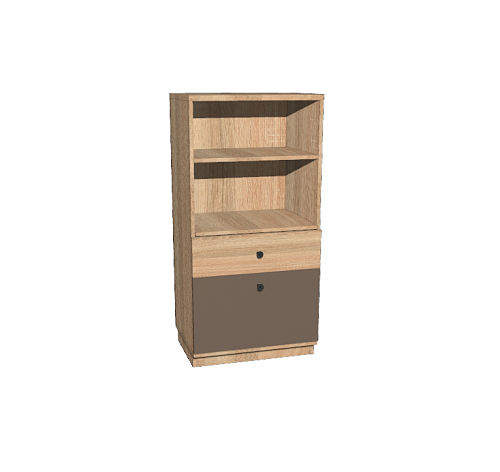 Тумба многофункциональная с двумя ящиками и нишами Дуб Сонома/Латте 