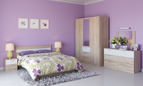 Спальня Сонома/Белый глянец 