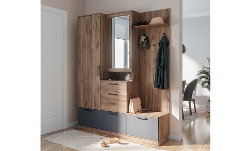 Прихожая многофункциональная Тренд Крафт/Серый тёмный 